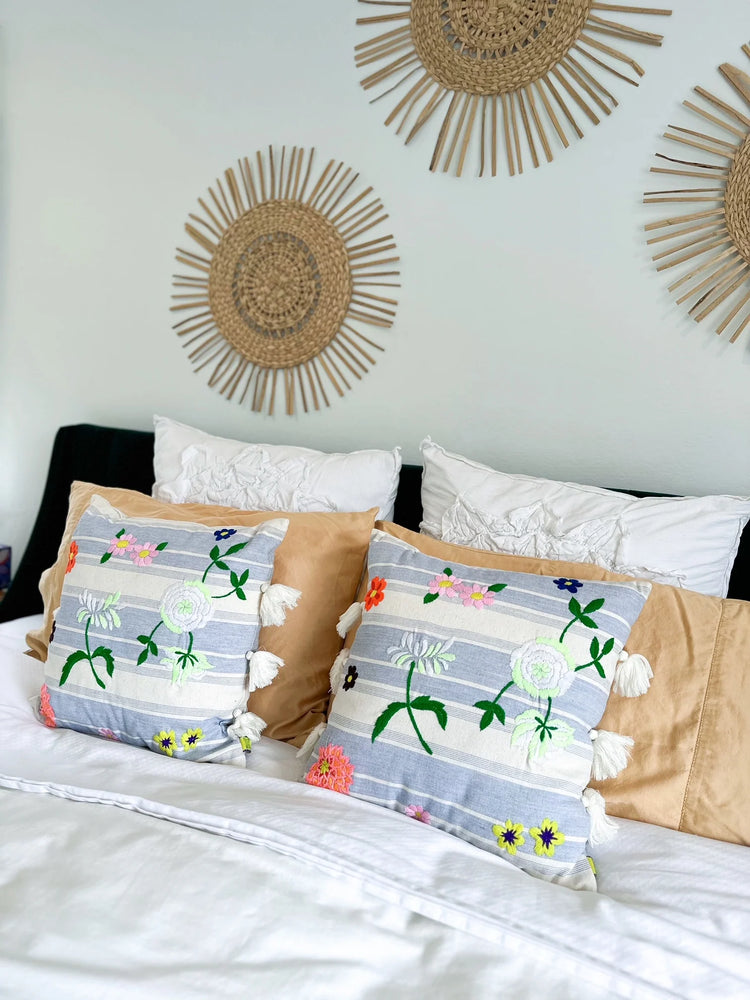 Vibrant Mekong Summer Flowers Pillow 16x16 with insert
