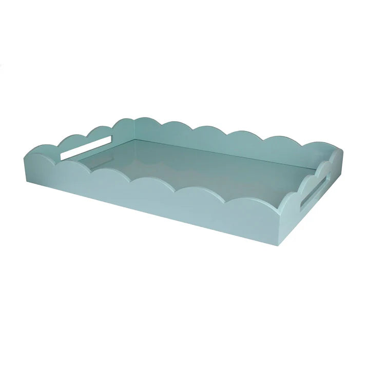 Scalloped Tray, Eau De Nil 26"x17"