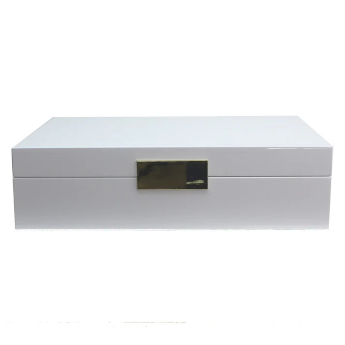 Jewelry Box White & Silver Trim 8x11"