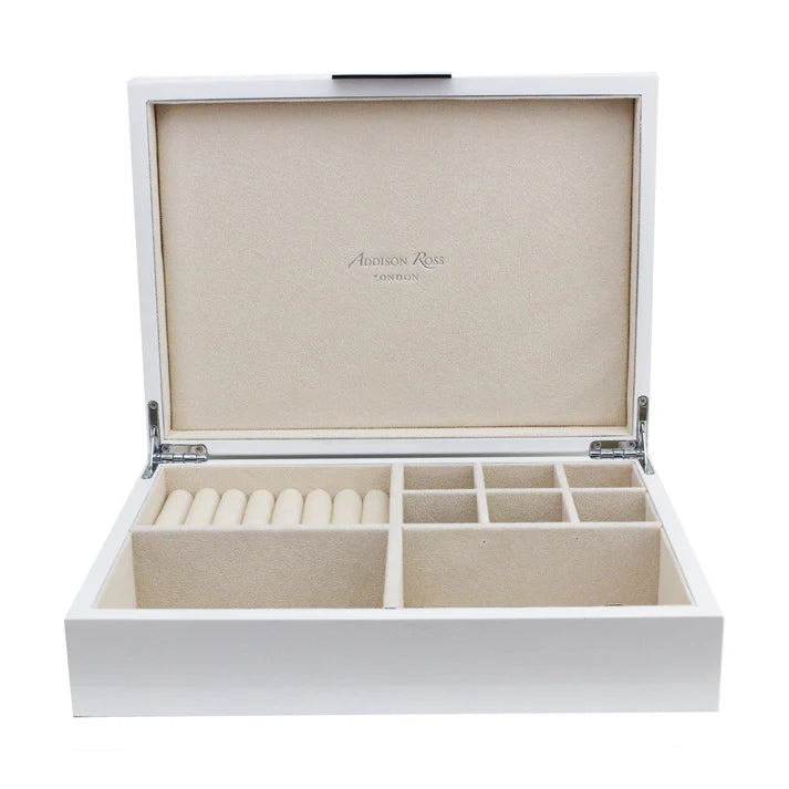 Jewelry Box White & Silver Trim 8x11"