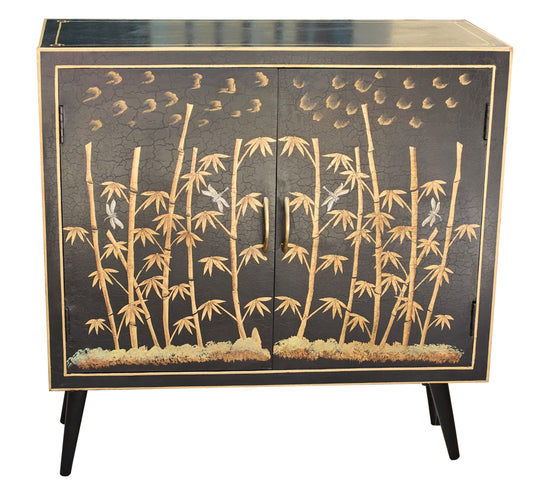 Bamboo cabinet, black by Les Ottomans