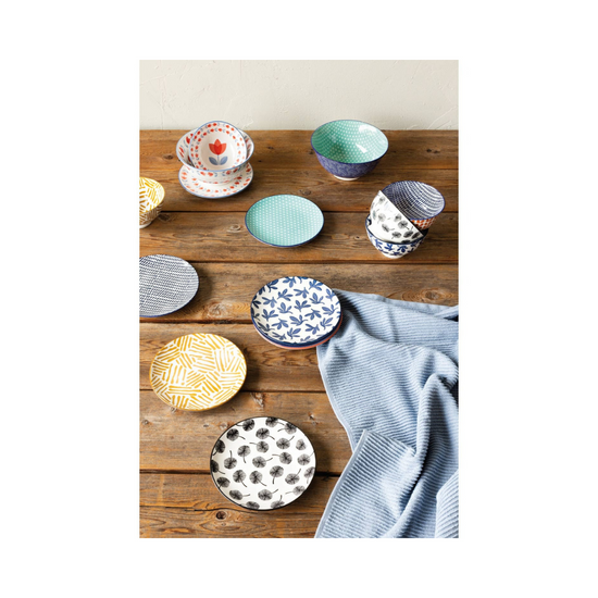 Elegant 6 inch blue floral appetizer plates. Stamped design adds charm. Perfect for parties, gatherings. Durable and stylish. Shop now!