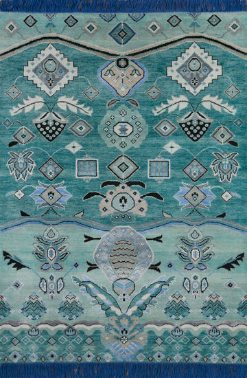Blue Universe Rug 6x9 | Global Bohemian Rug "Neela Sama"