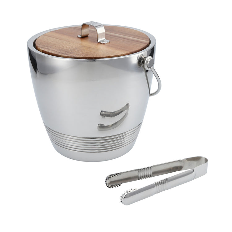 Crafthouse classic round ice bucket with tongs set