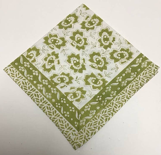 Daffodil Green Block Print Napkins Set of 4