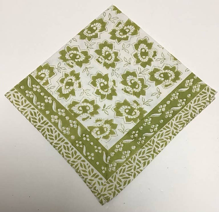 Daffodil Green Block Print Napkins Set of 4