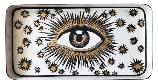 Decorative iron tray, eye by Les Ottoman, white