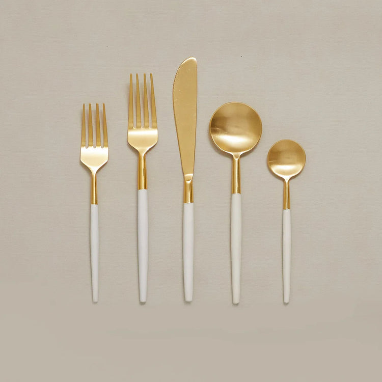 White & Gold Flatware Set