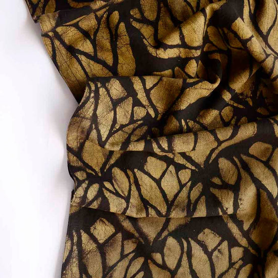 Gold Leaf Block Print Table Runner pattern closeup