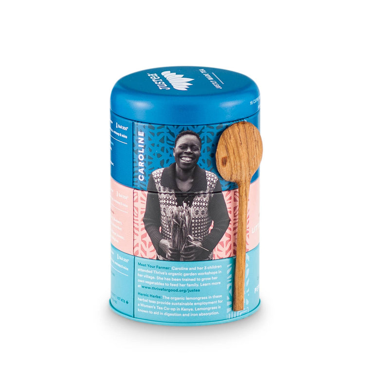 Herbal Tea Trio Tin & Spoon Organic Fair Trade Tea Gift
