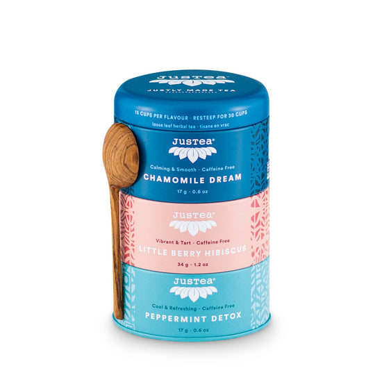 Herbal Tea Trio Tin & Spoon Organic Fair Trade Tea Gift