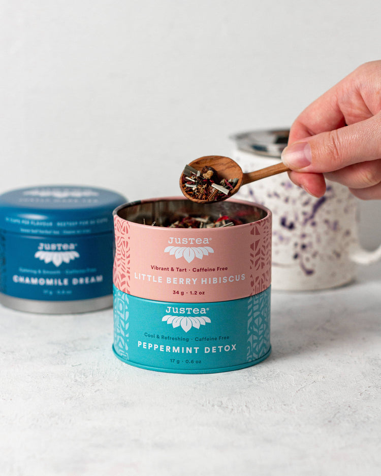 Herbal Tea Trio Tin Spoon Organic Fair Trade Tea Gift