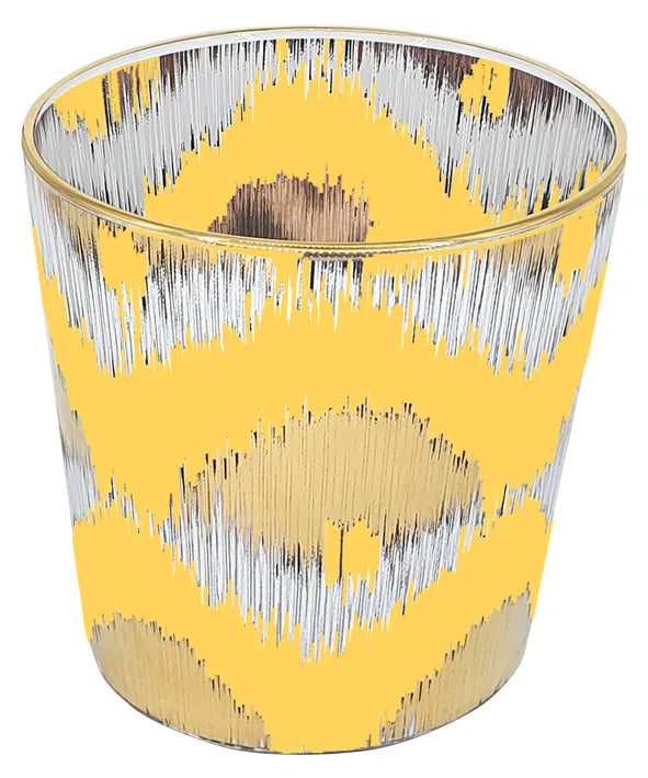 Glassware, yellow and gold tumbler 4"