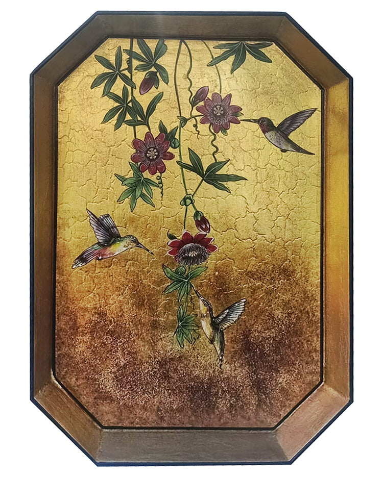 Decorative iron tray, humming birds gold by Les Ottomans