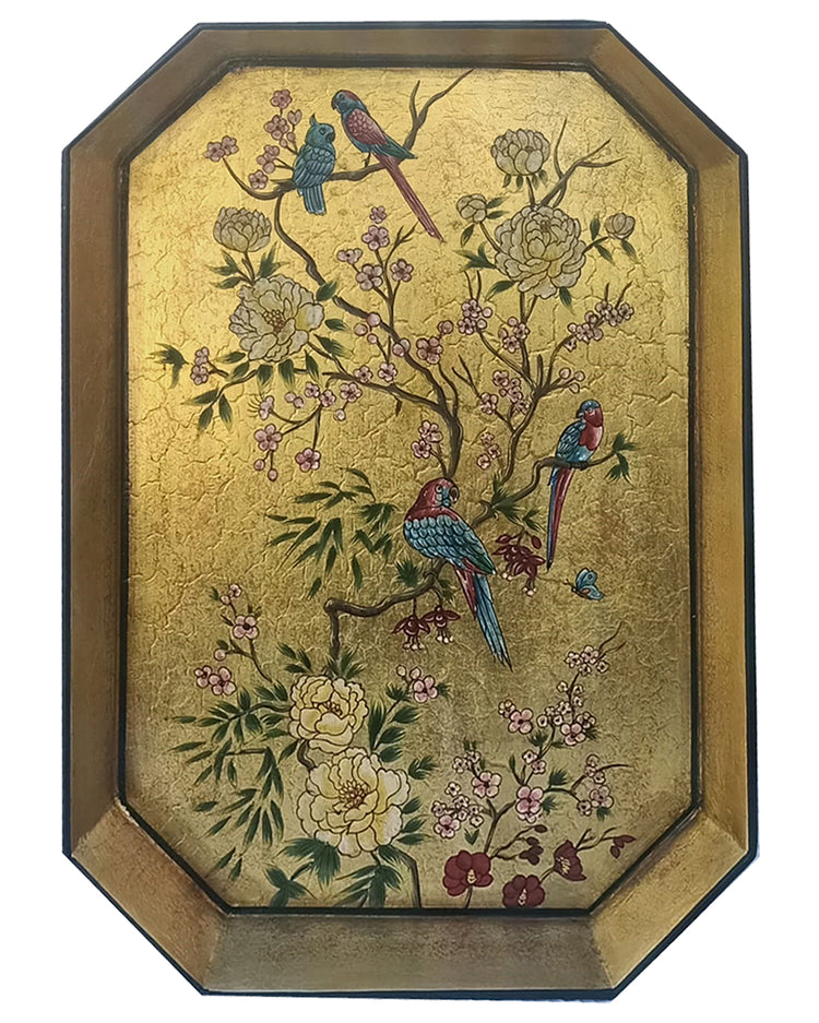 Decorative iron tray, birds and flowers by Les Ottomans