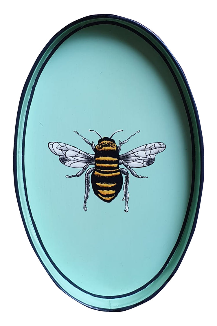 Decorative iron tray, sea blue bee by Les Ottomans