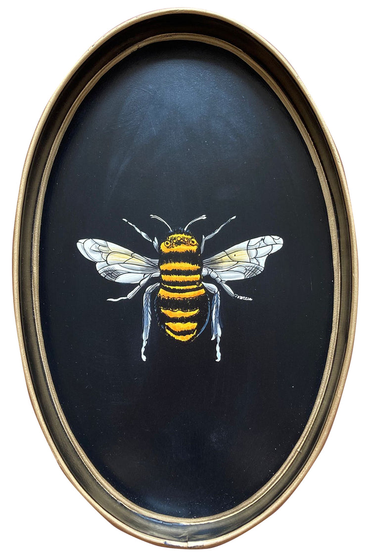 Decorative iron tray, black bee by Les Ottomans