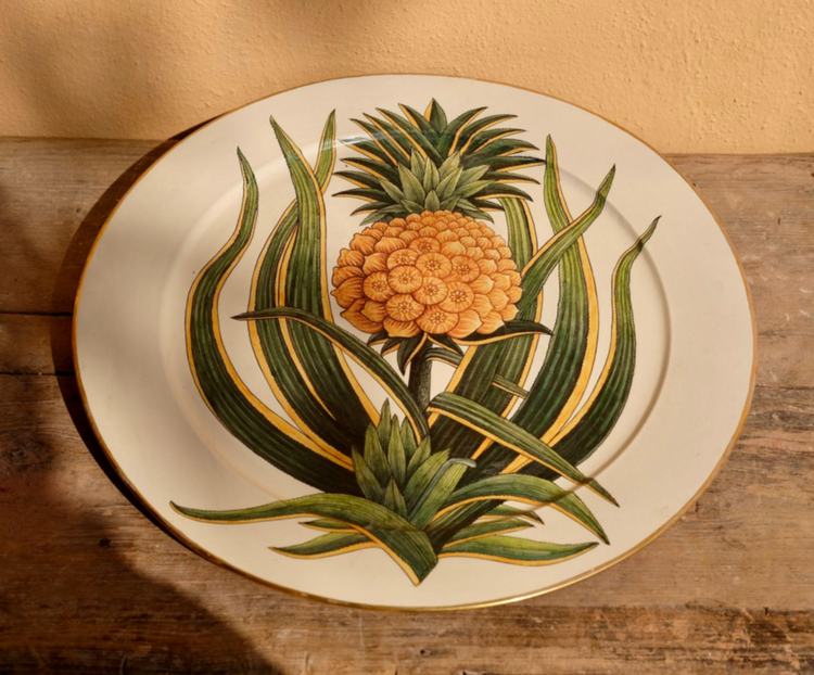 Hand Painted Botanical Platter in Pineapple