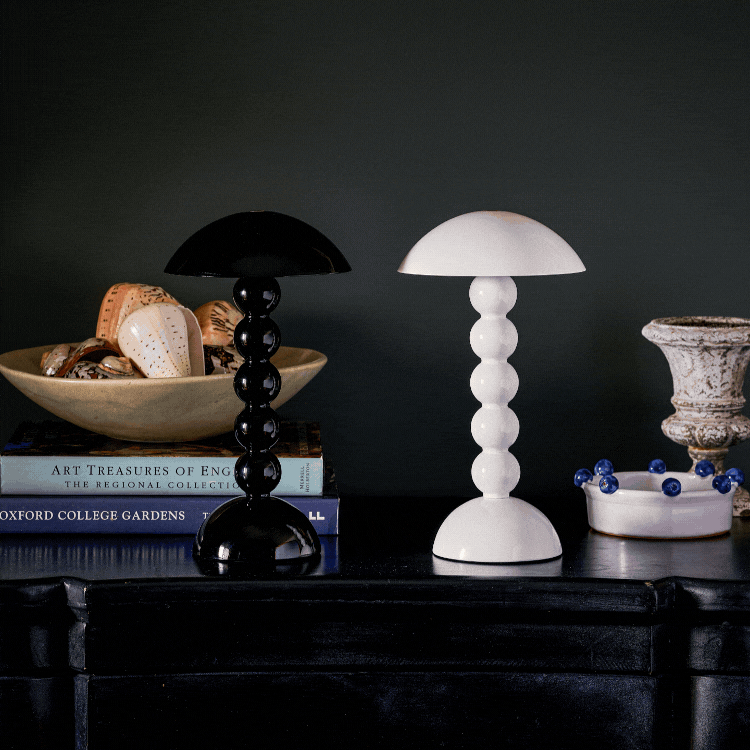 Black Lacquer Rechargeable Bobbin LED Lamp by Addison Ross