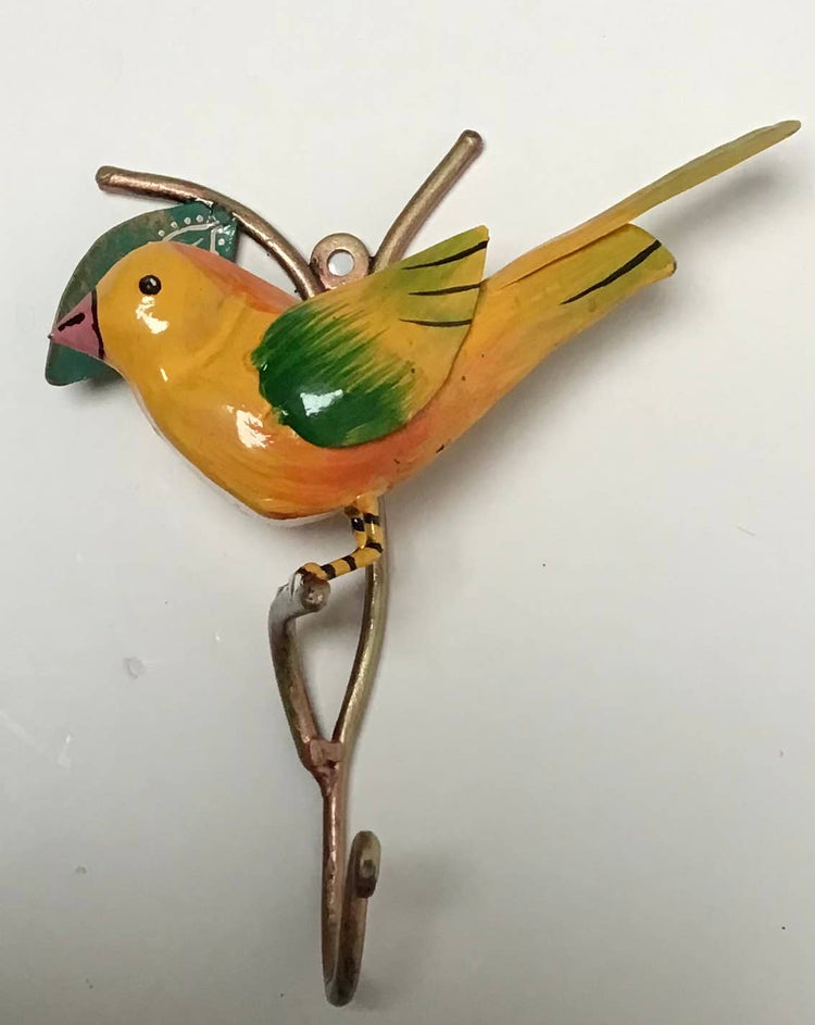 Metal Painted Hook Yellow Bird
