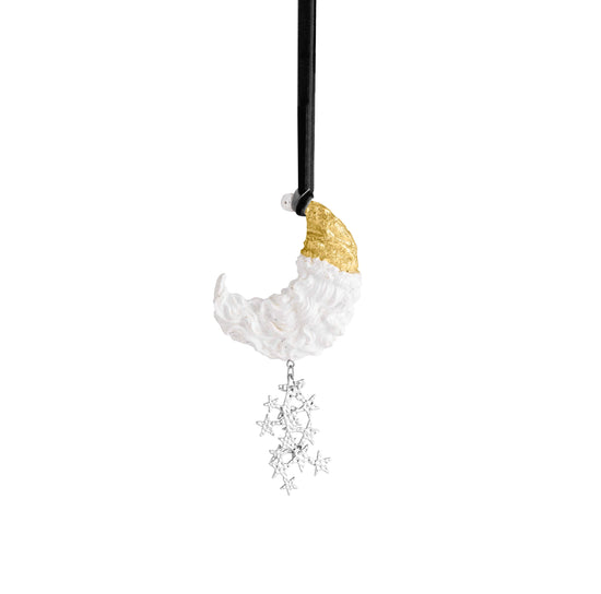 Michael Aram Santa crescent moon ornament, metal with unique design, for whimsical decoration