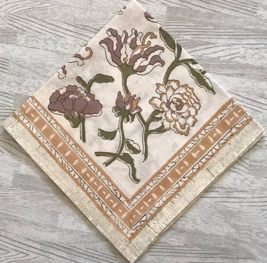 Musk Rose Bouquet Block Print Napkins Set of 4