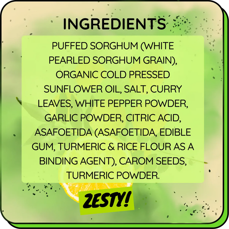Nomnomz Sorghum Puffs, Zesty | Lemon Herb Garlic, Snack Grab-n-go