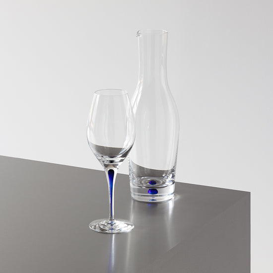 Orrefors Intermezzo Blue Wine Carafe and glass