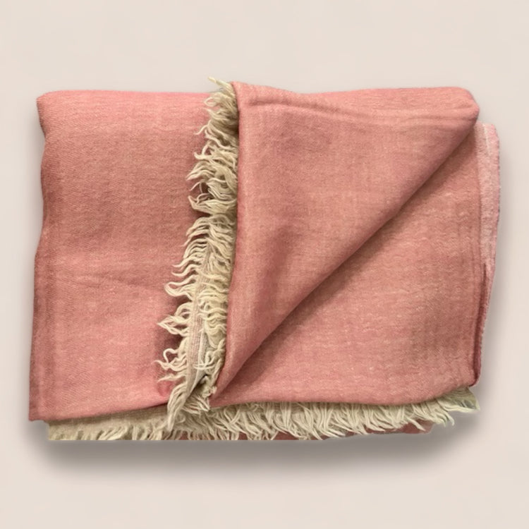 Throw, luxury merino wool, pink