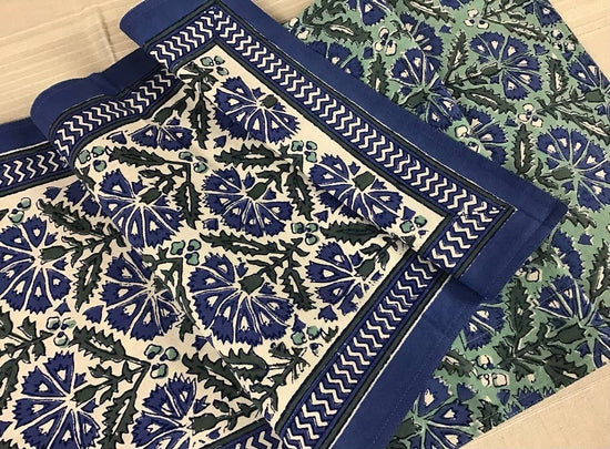 Table Runner 60" Chrysanthemum Blue