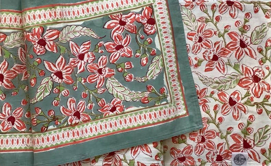 Table Runner 60" Frangipani Pink Red Green