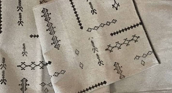 Tunis Black Natural Table Runner - 80"