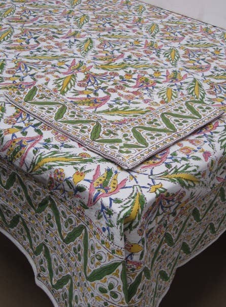 Victoria & Albert Block Print Tablecloth 60x90 | Classic Table Decor