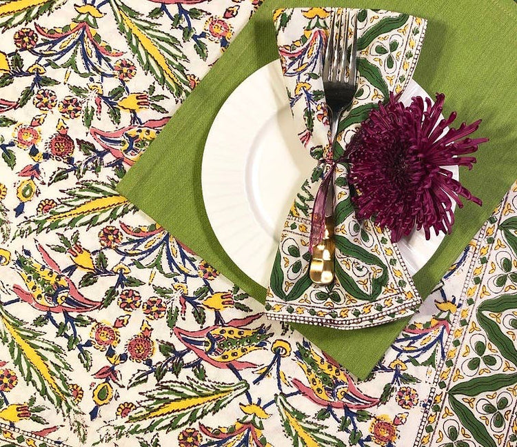 Victoria & Albert Block Print Tablecloth 60x90 | Classic Table Decor
