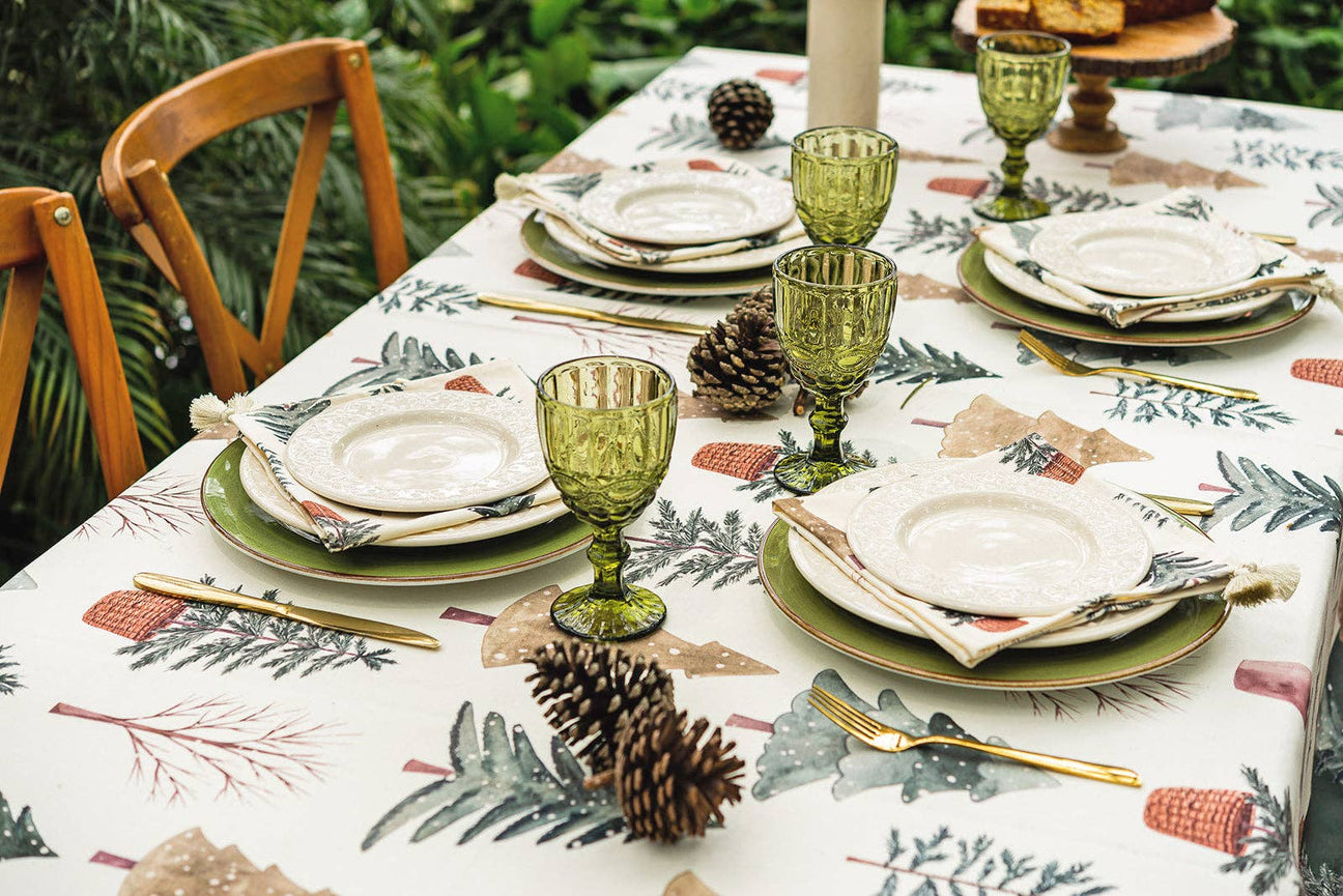 Winter Tablecloth 59x86.6 | Holiday Tree Table Decor