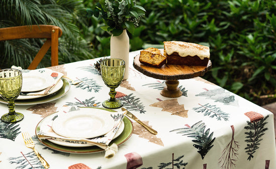 Winter Tablecloth 59x86.6 | Holiday Tree Table Decor