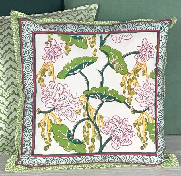 Pillow Printed 18" x 18" Climbing Lotus Pink 1943F