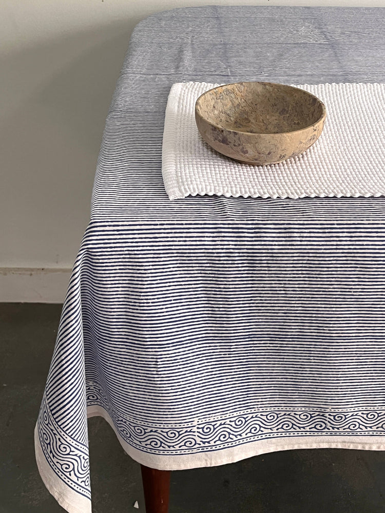 Tablecloth 60X 90 Striped Blue and Natural