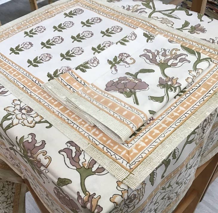 Musk Roses Block Print Napkins (Set of 4)
