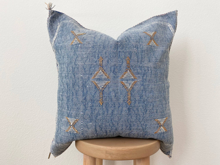 Silk Sabra Pillow, Blue