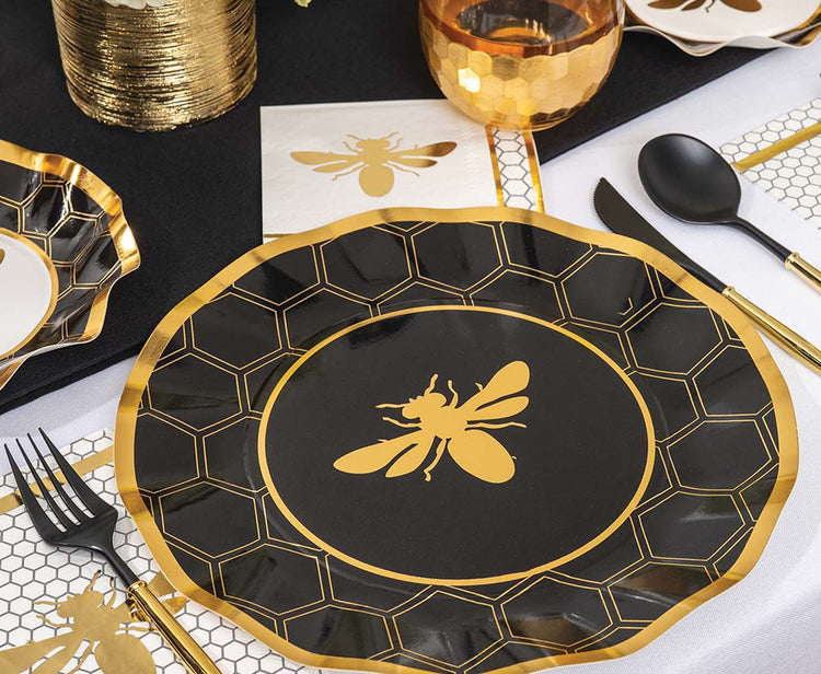 Black & Gold Bella Assorted Plastic Cutlery (24pc, Service for 8)
