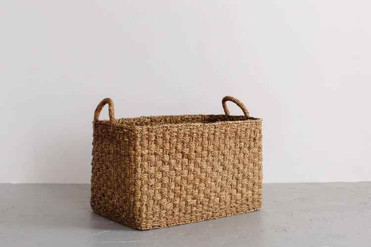 Basket with handles, Rectangle Floor, Chatai weave