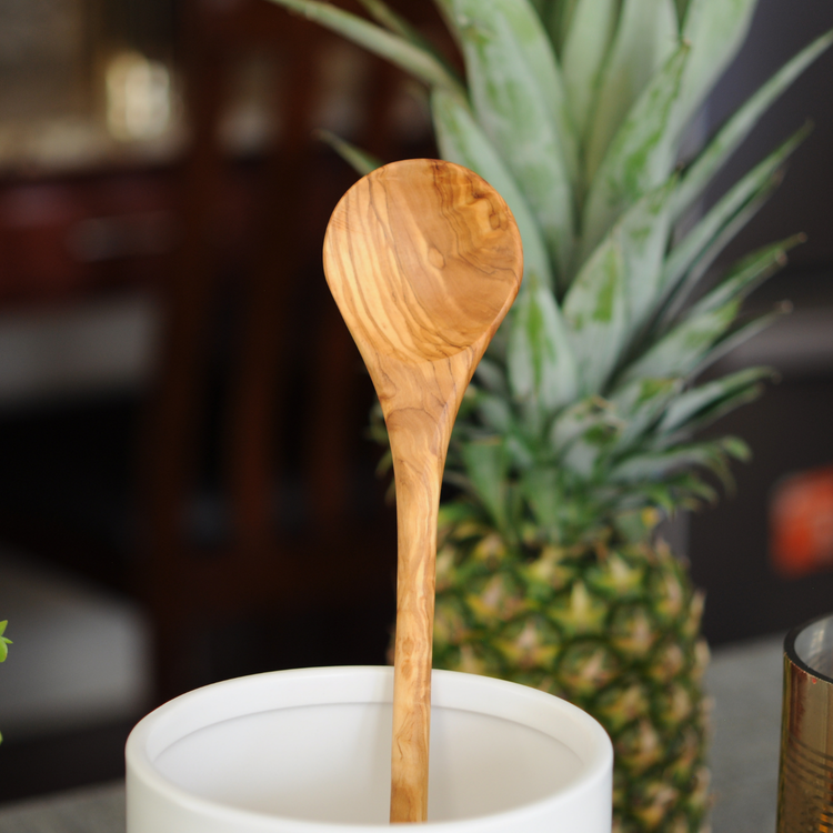 12" Olive Wood Round Cooking Spoon