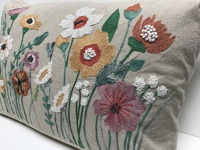 Pillow Applique/Embo 16X24" Perennials
