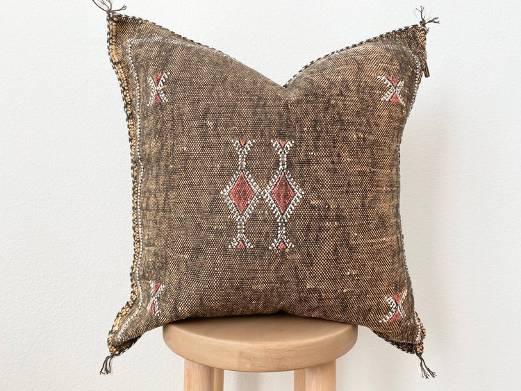 Silk Sabra Pillow, Brown