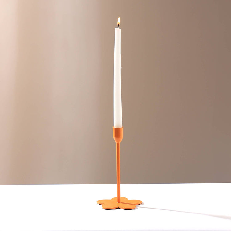 Floral Fusion Candle Holder, Orange