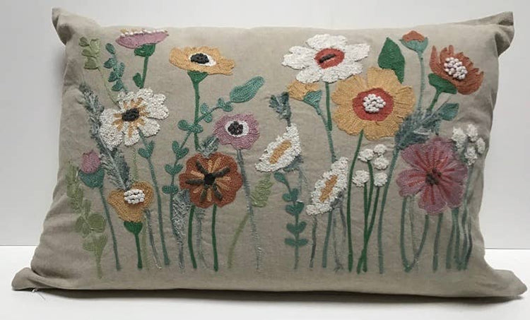 Pillow Applique/Embo 16X24" Perennials