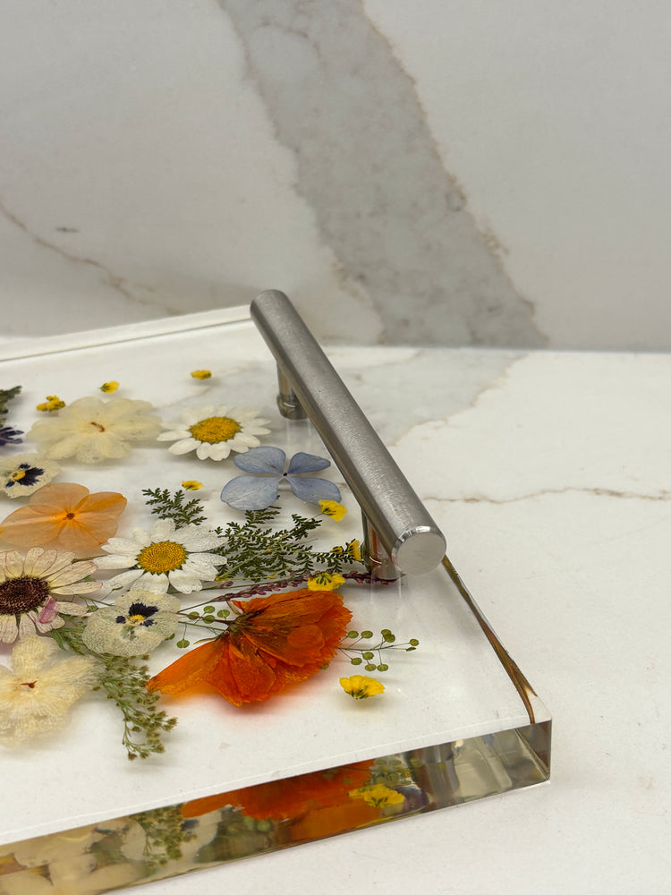 Handcrafted Preserved Flower Resin Square Tray