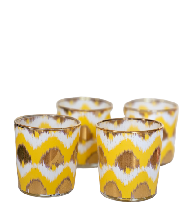 Glassware, yellow and gold tumbler 4"