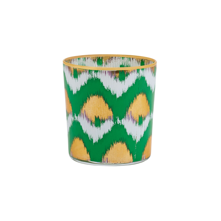 Glassware, green and gold tumbler4"